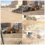 إزالة مخلفات الأمطار والسيول من شوارع مدينة القطن وضواحيها