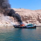 بيان توضيحي حول حادثة حريق السفينة الخشبية المحترقة “سلطان مدينة” في ميناء المكلا