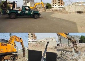 وحدة حماية الأراضي تقوم إزالة بناء عشوائي طال أرض مواطن بخور مكسر في العاصمة عدن