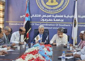 فريق التوجيه والرقابة الرئاسي يعقد لقاءً مع الهيئة التنفيذية لمنسقية الانتقالي بجامعة حضرموت