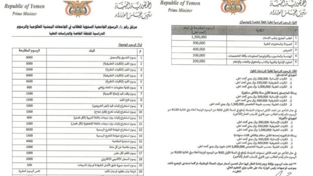 رئيس مجلس الوزراء يصدر قرار بتوحيد وتحديد الرسوم الجامعية في الجامعات الحكومية ورسوم النفقة الخاصة والدراسات العليا