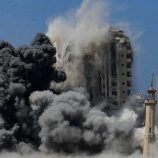 الجيش الإسرائيلي يدمر “برج السوسي” السكني وسط غزة