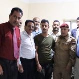 فريق التوجيه والرقابة الرئاسي وقيادة انتقالي الضالع يزورون الأسير المحرر رأفت باسل