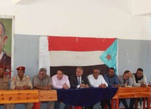 فريق التوجيه والرقابة الرئاسي يعقد لقاءً مشتركًا مع قيادتي الانتقالي والسلطة المحلية في حبيل جبر