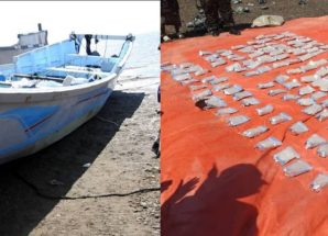 ‏الحملة الأمنية لقوات العمالقة الجنوبية تضبط قارب تهريب يحمل 600 الف حبة كبتاجون مخدر، قرب باب المندب